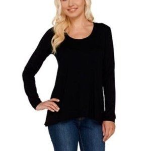 H by Halston Essentials Solid Knit Tunic Top Size Small  Scoop Neck Long Sleeve